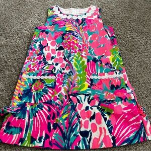 Lilly Pulitzer Pink and Green Floral Animal Sleeveless Dress Size 7
